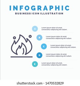 Fire, Industry, Oil, Construction Line icon with 5 steps presentation infographics Background. Vector Icon Template background