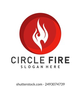 fire inside a burning red circle illustration logo design vector art