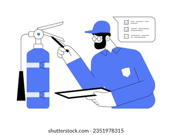 Fire inspection abstract concept vector illustration. Inspector checking availability of fire extinguishers in building, government representatives, bureaucracy sector abstract metaphor.