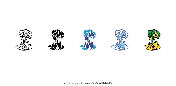 Fire inspection icons sets with five style variations
