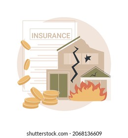 Fire insurance abstract concept vector illustration. Fire property insurance, accident economic loss, belongings protection, standard policy, damage coverage, state service abstract metaphor.