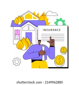 Fire insurance abstract concept vector illustration. Fire property insurance, accident economic loss, belongings protection, standard policy, damage coverage, state service abstract metaphor.