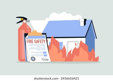 Fire insurance abstract concept vector illustration. Fire property insurance, accident economic loss, belongings protection, standard policy, damage coverage, state service abstract metaphor.