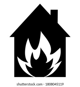fire insurance, house, black vector icon