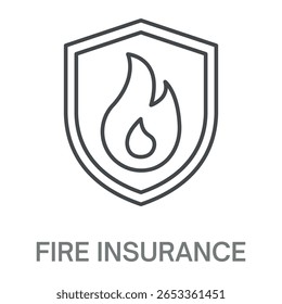 Fire Insurance Line Icon, Simple Style Design Outline Symbol Illustration, Editable Stroke perfect for logos and more