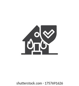 Fire insurance vector icon. filled flat sign for mobile concept and web design. House fire insurance glyph icon. Symbol, logo illustration. Vector graphics