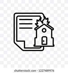 Fire insurance vector linear icon isolated on transparent background, Fire insurance transparency concept can be used for web and mobile