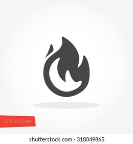 Fire Isolated Flat Web Mobile Icon / Vector / Sign / Symbol / Button / Element / Silhouette