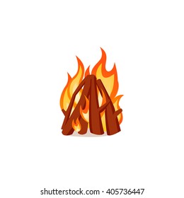 Fire isolated icon. Campfire in cartoon style on white background