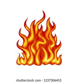 Fire isolated on white background. Bonfire icon. Vector illustration in simple cartoon flat style.