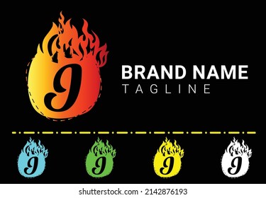 Vorlage für das Logo und das Symboldesign für Fire-J-Buchstaben