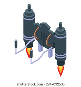 Fire jetpack icon isometric vector. Jet pack. Future rocket