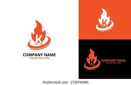 Fire K letter logo design template. Illustration vector graphic. Design concept fire with Initial K Letter Logo Design. Perfect for corporate, technology, initial, community and more technology brand
