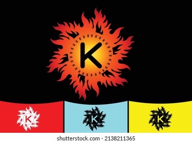 Fire K letter logo and icon design template