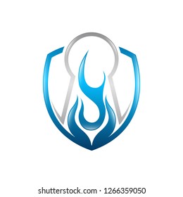 Fire key holo flame Logo Template vector icon Oil, gas and energy logo concept