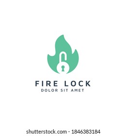 fire and key lock negative space logo design