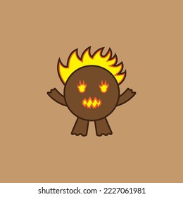 fire kid character doodle illustration.