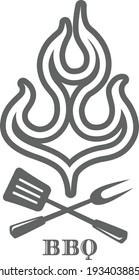 Fire with kitchen appliances for bbq frying