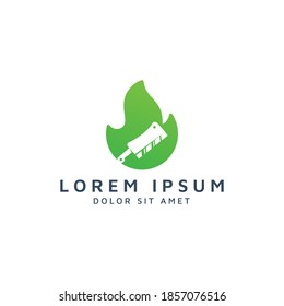 fire and knife negative space logo design