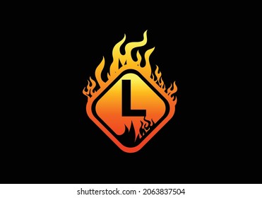 Plantilla de diseño de logotipos y letras de incendio L