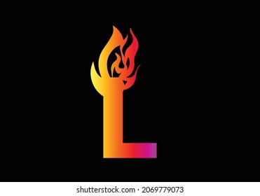 Fire L Letter Logo And Icon Design Template