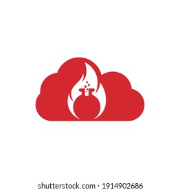 Fire Lab cloud shape concept logo design template. Lab and fire logo combination.