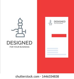Fire, Lab, Light, Science, Torch Grey Logo Design and Business Card Template