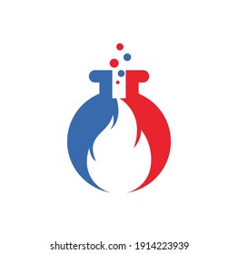 Design-Vorlage für das Feuerlabor-Logo. Kombination aus Labor und Feuerlogo.