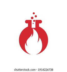 Fire Lab logo design template. Lab and fire logo combination.