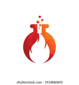 Fire Lab logo design template. Lab and fire logo combination.