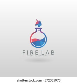 Fire lab. Multicolored lab logo template.