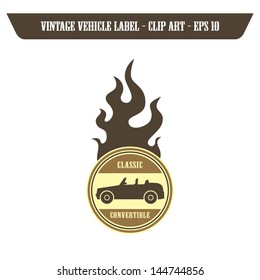 fire label art convertible car