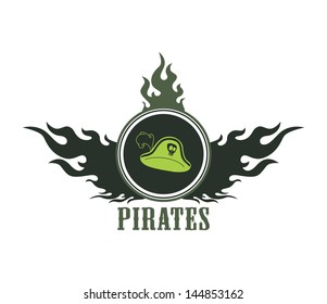 fire label with pirate hat
