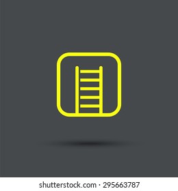 Fire ladder icon, isolated, yellow sign on the gray background. 
Exclusive Symbols. Vector Illustration.