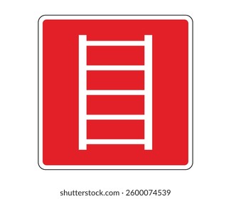 Fire Ladder Sign, Fire Protection Equipment Sign - High Quality Vector Stock Image