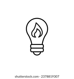 Fire in Lamp Icon for Sites and Webs. Vector Illustration for web sites, apps, design, banners and other purposes