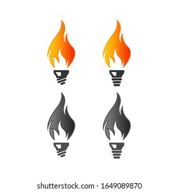 Fire lamp set of idea abstract vector and logo design or template hot business icon of company identity symbol concept