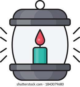 fire lamp vector colour line icon 
