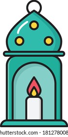 fire lamp vector flat color icon 