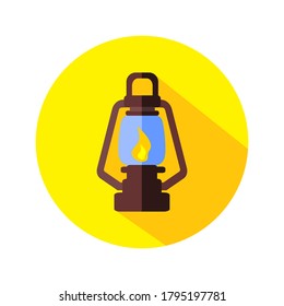 Fire Lantern Flat Icon Illustration Isolated in White