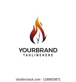 fire leaf flame logo design
