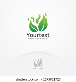 Fire leaf logo. The leaf logo with a blazing fire, a symbol of nature and passion. Flame and spirit logo template