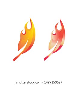 Fire leaf logo. The leaf logo with a blazing fire, a symbol of nature and passion. Flame and spirit logo template