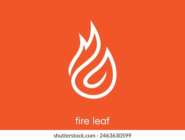 fire leaf logo design. energy flame droplet line art style symbol icon vector