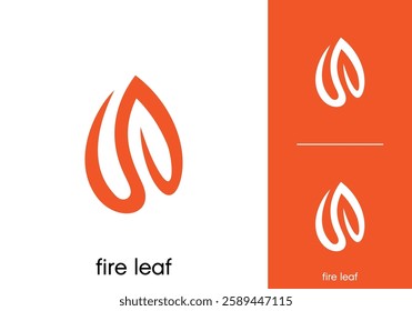fire leaf logo design. energy flame droplet line art style graphic icon vector