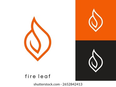 projeto do logotipo da folha de fogo. energia chama gota óleo gás símbolo ícone vetor
