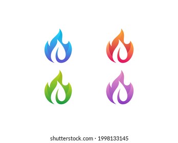 Fire and leaf logo design template