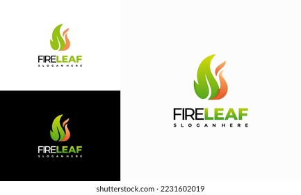 Fire Leaf logo designs concept vector, Eco Green Alternative Energy Logo design vector template