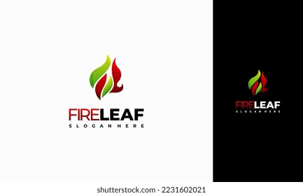 Diseño del vector de diseño del logotipo de la hoja de fuego, diseño del logotipo de la energía ecológica ecológica