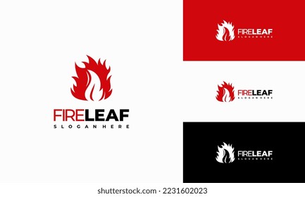 Fire Leaf logo designs concept vector, Eco Green Alternative Energy Logo design vector template